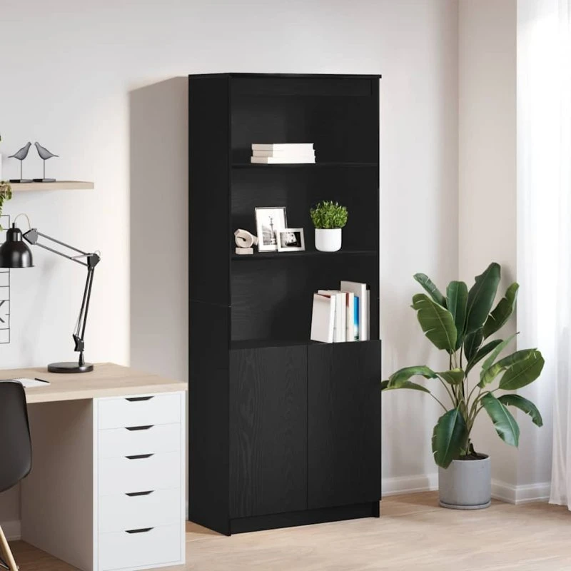 vidaXL Højskab 70x35x180 cm Konstrueret Træ Sort
