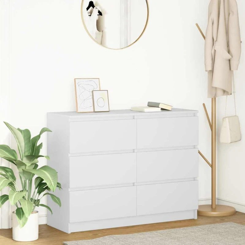 vidaXL Skænk 100x35x76 cm Konstrueret Træ Hvid