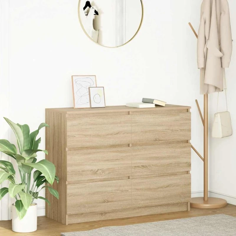 vidaXL Skænk 100x35x76 cm Konstrueret Træ Sonoma-eg