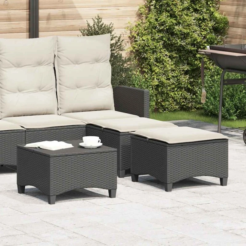 vidaXL Havestole med Hynder 2 stk. 55x55x36 cm Polyrattan Sort