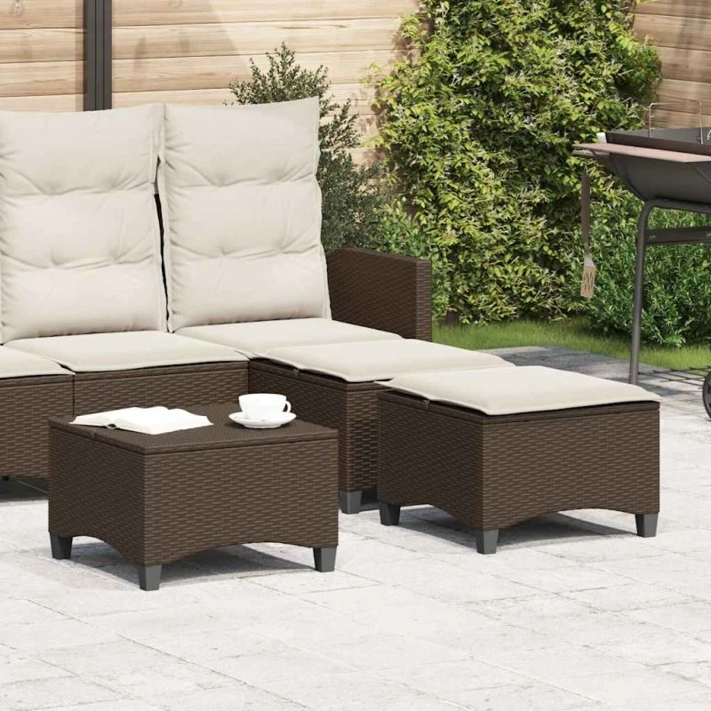vidaXL Havestole med Hynder 2 stk. 55x55x36 cm Polyrattan Brun