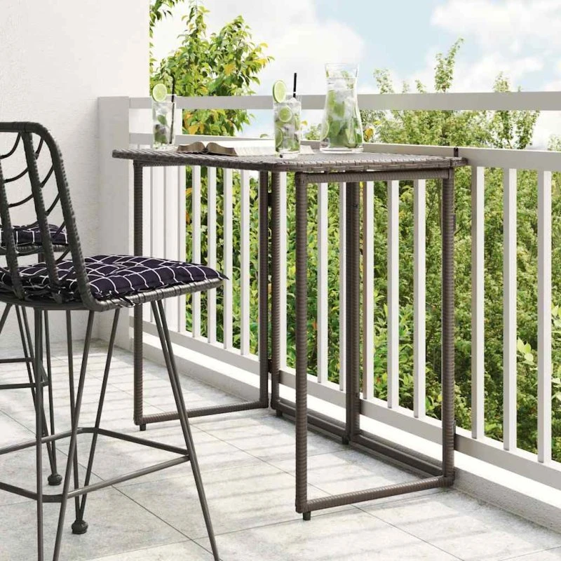 vidaXL Foldbart Havebord 90x51x75 cm Brun Polyrattan