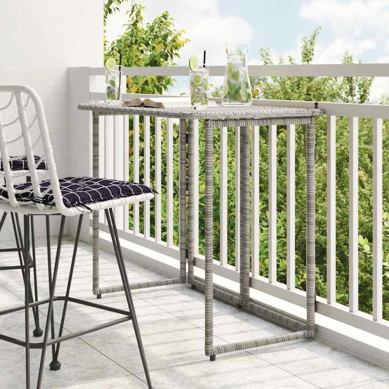 vidaXL foldbart havebord 90x51x75 cm grå polyrattan