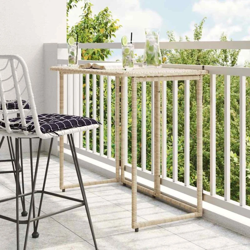 vidaXL Foldbart Havebord 90x51x75 cm PolyRattan Beige