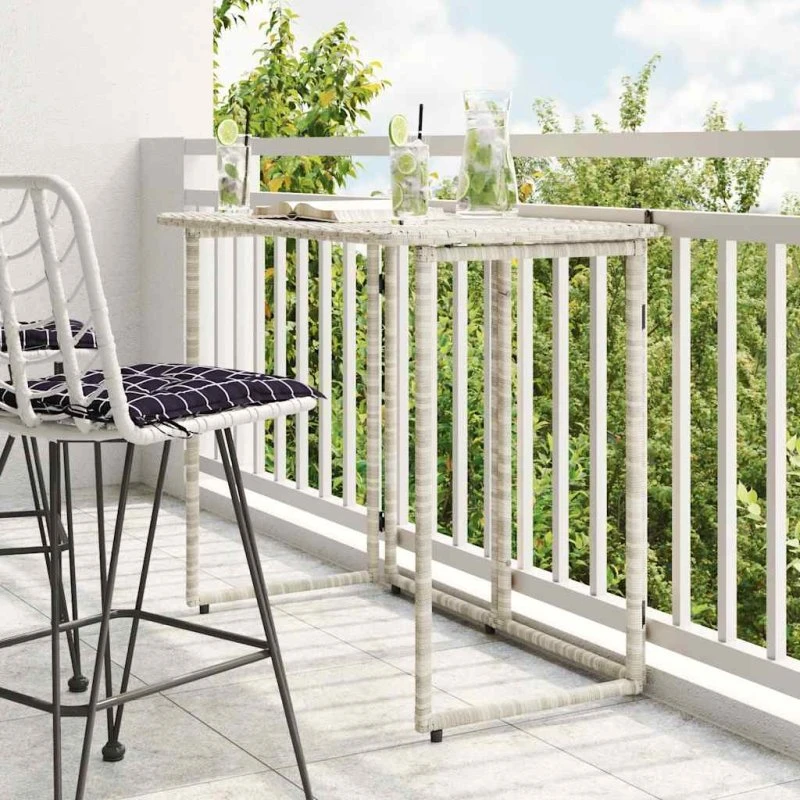 vidaXL Foldbart Havebord 90x51x75 cm Lysegrå Polyrattan