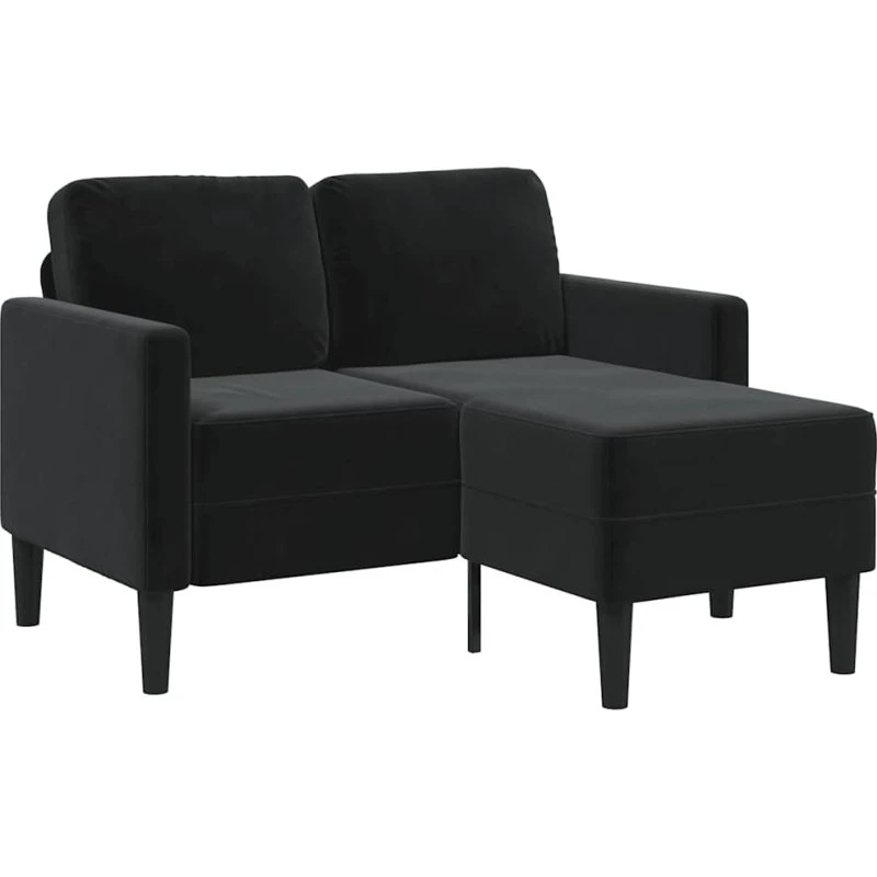 vidaXL 2-personers L-sofa med chaiselong, sort, 125 cm, fløjl