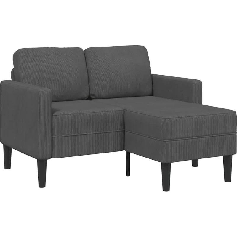 vidaXL 2-personers L-sofa med chaiselong mørkegrå 125 cm hør