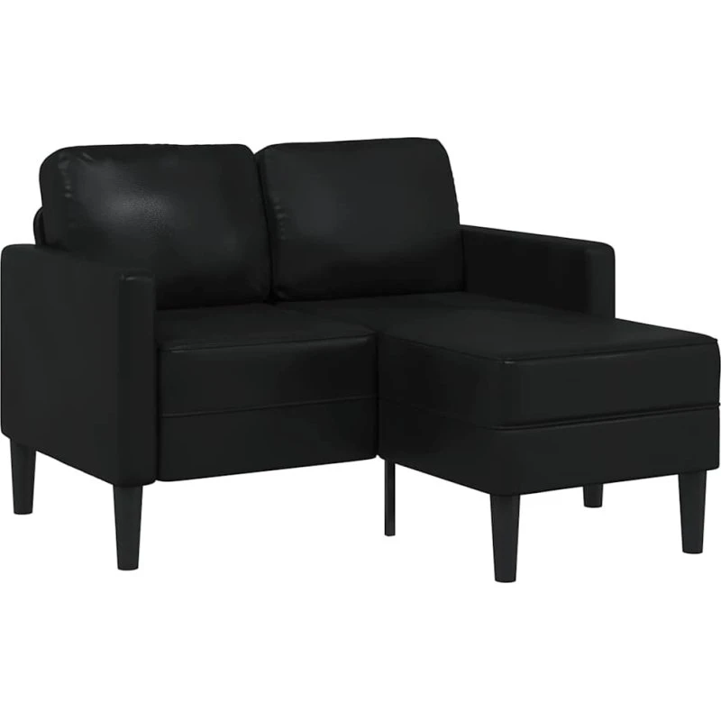 vidaXL 2-personers L-formet sofa med chaiselong, sort, 125 cm, kunstlæder