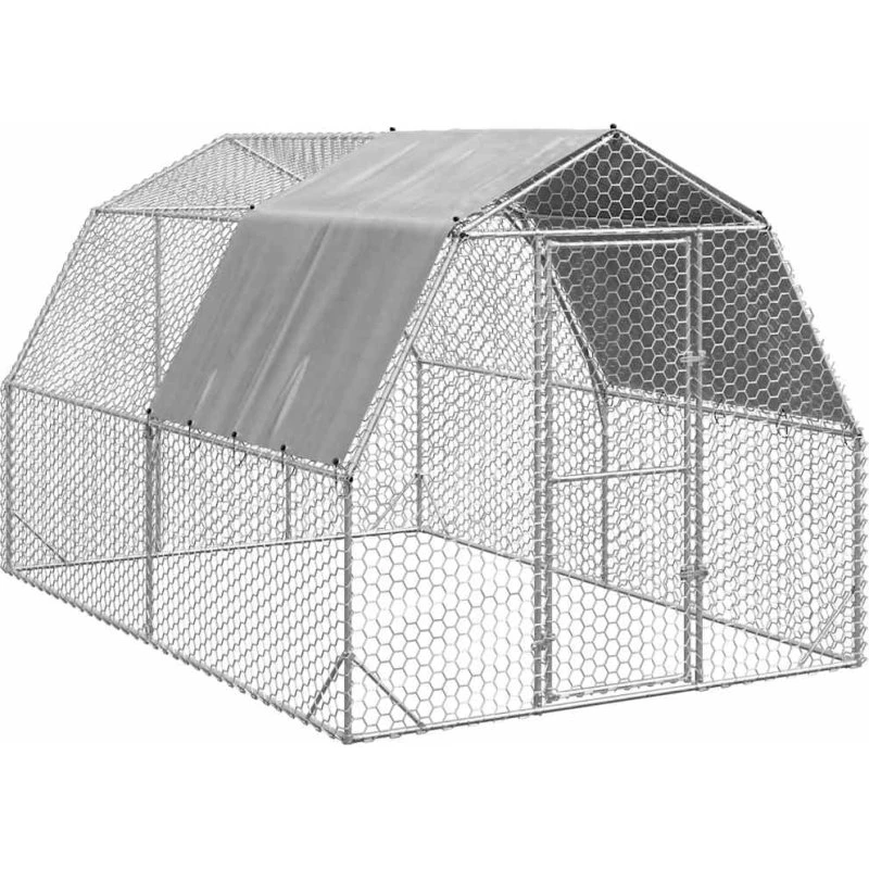 vidaXL Hønsegård 2,5x4x2,25 m med tag, galvaniseret stål