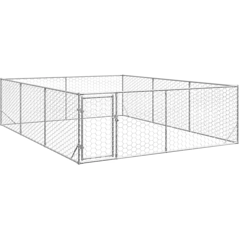 vidaXL Udendørs Hundebur 3x4x1 m med Dør, Galvaniseret Stål