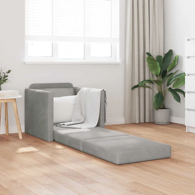 vidaXL Sovesofa Lysegrå 74 x 77 x 81 cm Fløjl