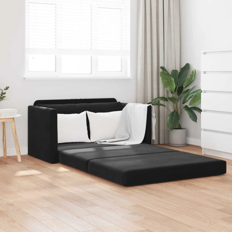 vidaXL Sovesofa Sort 124 x 71 x 78 cm Fløjl