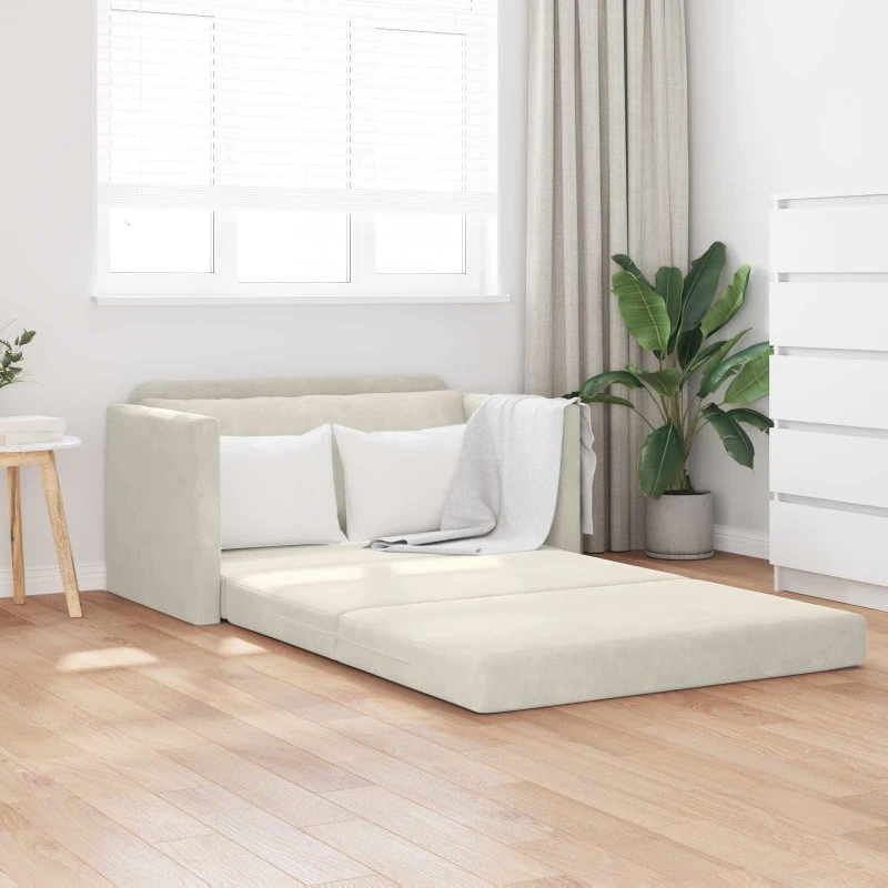 vidaXL Sovesofa Creme 124 x 71 x 78 cm Fløjl