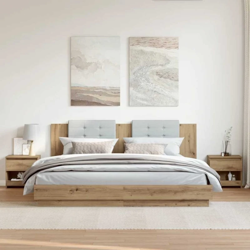 vidaXL Sengeborde 2 stk. 40x30x39 cm konstrueret træ kunsteg
