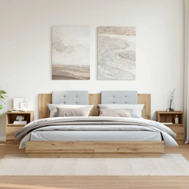vidaXL Sengeborde 2 stk. 40x40x50 cm, hvid, konstrueret træ
