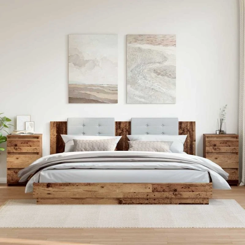 vidaXL Sengeborde 2 stk. 40x35x62,5 cm konstrueret træ gammelt trælook