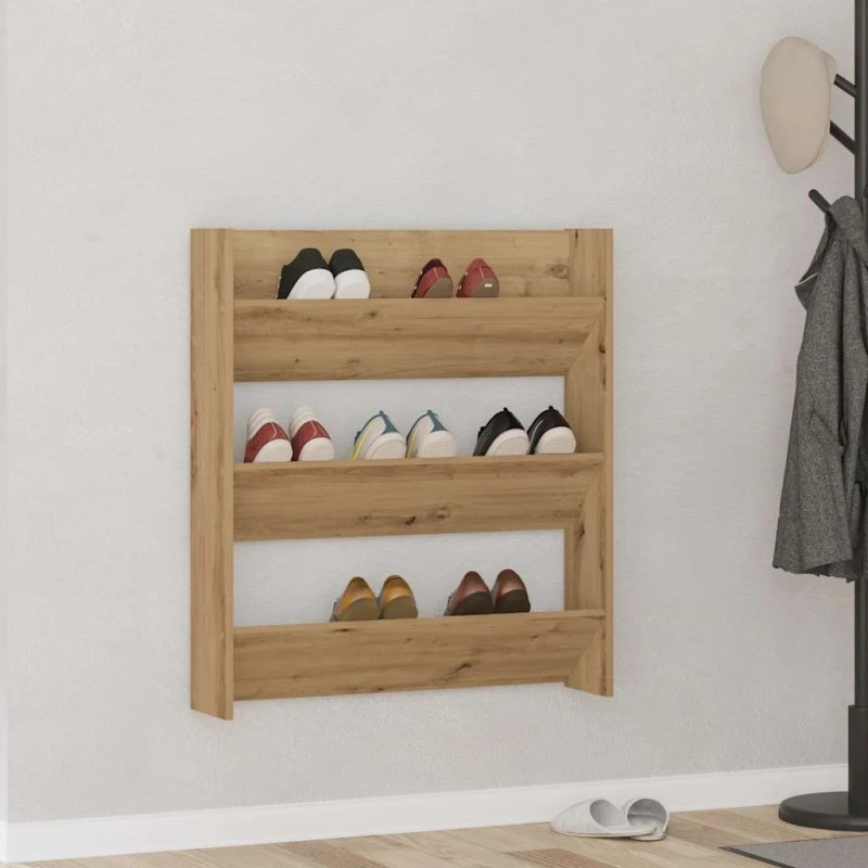 vidaXL Væghængt Skoreol 80x18x90 cm Konstrueret Træ Kunsteg