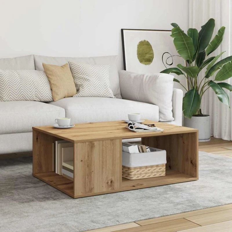 vidaXL Sofabord 90x67x33 cm Konstrueret Træ Hvid