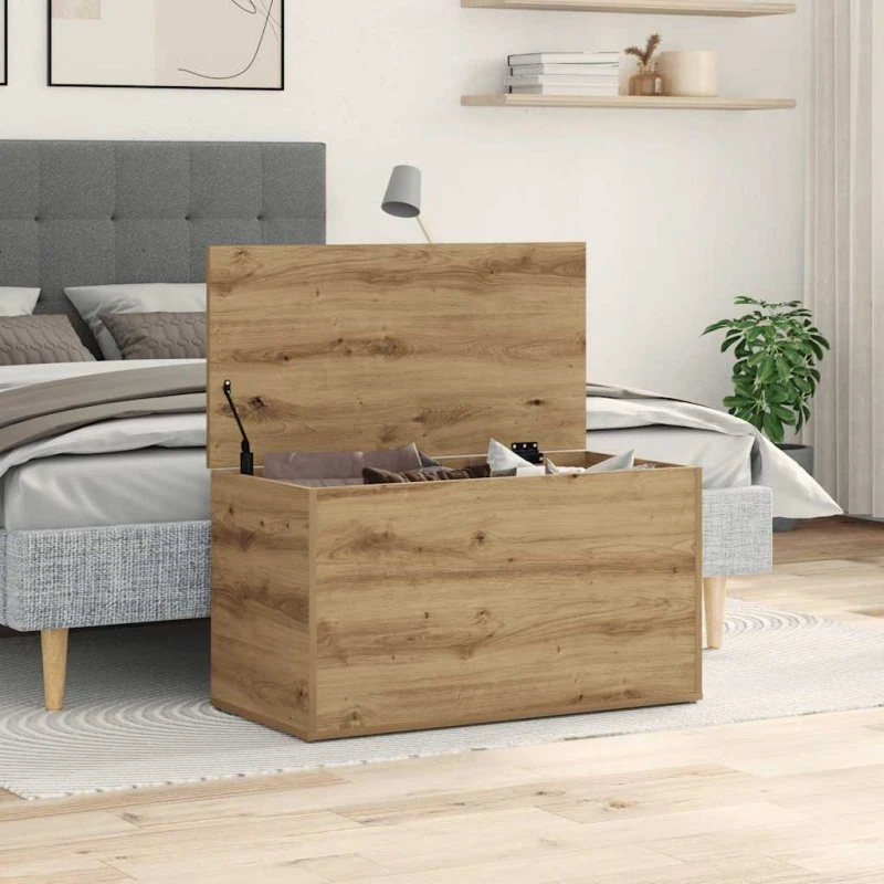 vidaXL Opbevaringskasse 84x42x46 cm konstrueret træ hvid