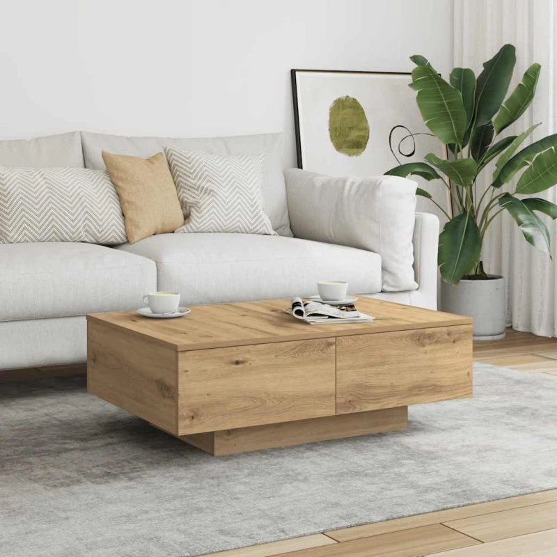 vidaXL Sofabord 90x60x31 cm Konstrueret Træ Hvid