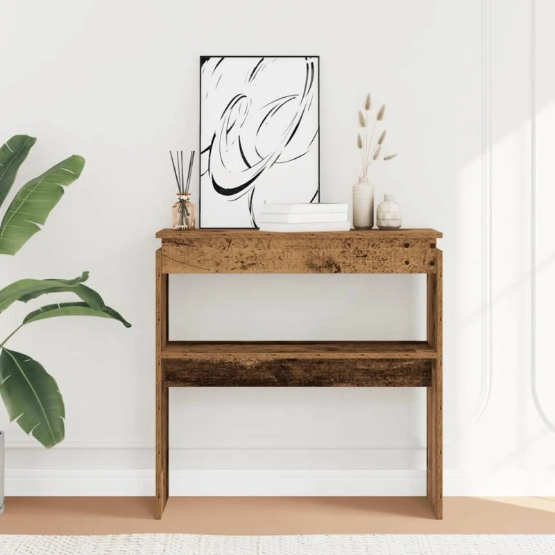 vidaXL Konsolbord 80x30x80 cm Konstrueret Træ Antikt Træ