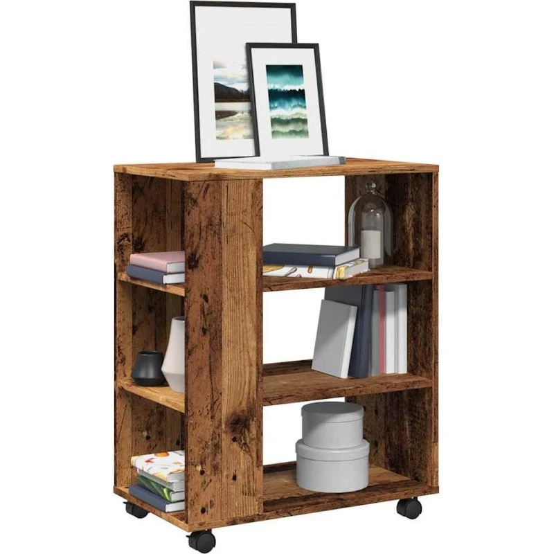 vidaXL Rulleskab 60x35x75 cm Konstrueret Træ Antikt Træ