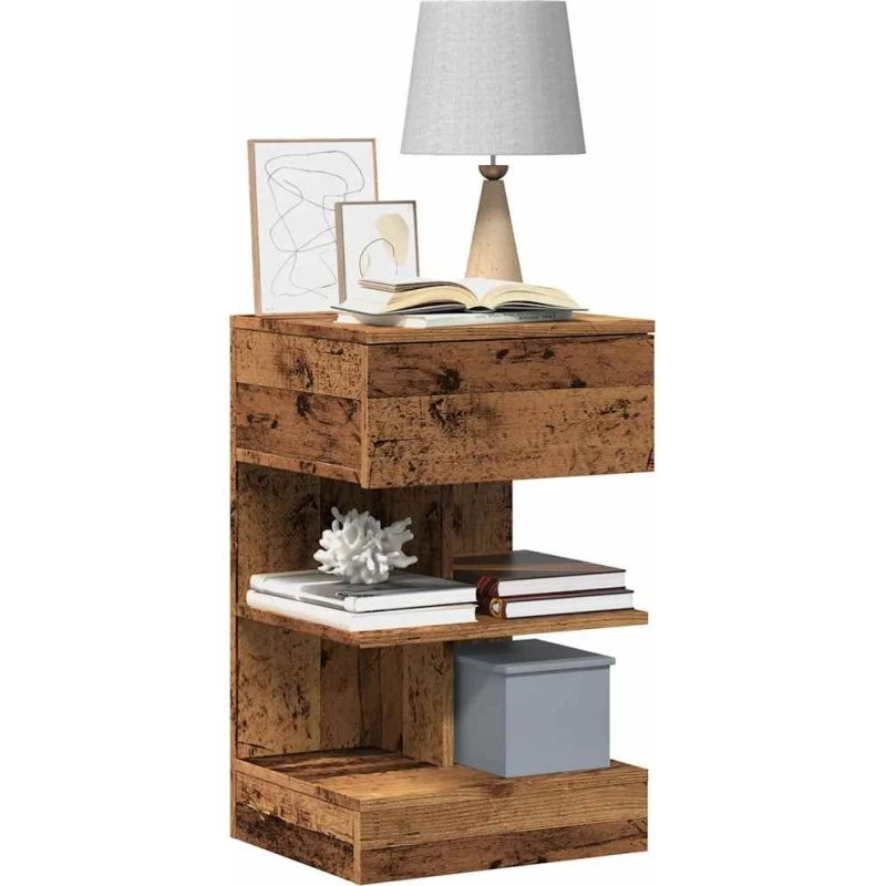vidaXL Sengebord 40x35x65 cm konstrueret træ gammelt trælook