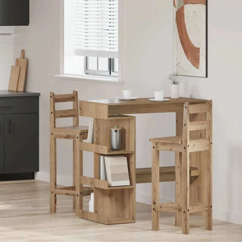 vidaXL Barbord med opbevaringsstativ 100x48x101,5 cm kunsteg