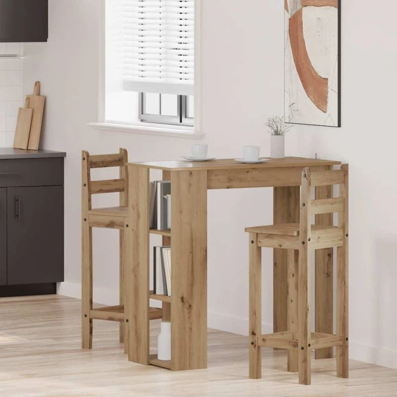 vidaXL Barbord med Hylde 102x50x103,5 cm, Konstrueret Træ