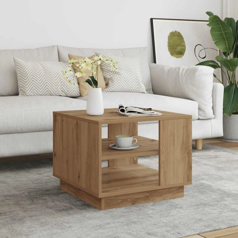 vidaXL sofabord 55x55x42 cm konstrueret træ kunsteg