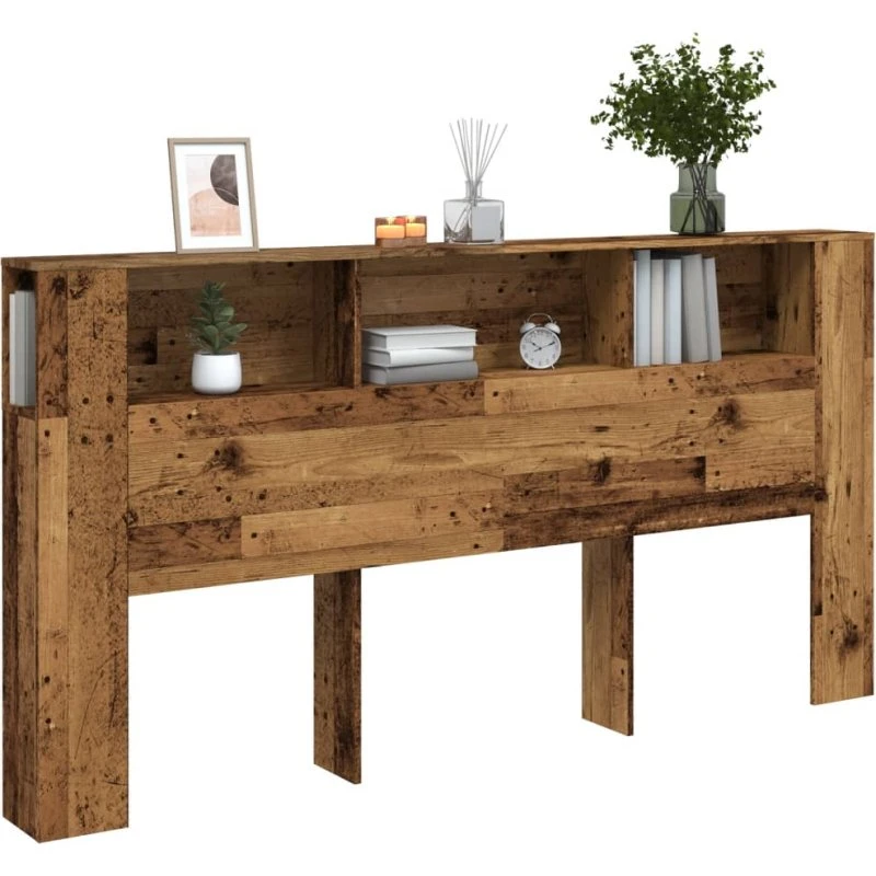 vidaXL Sengegavl med Opbevaring 200x18,5x102,5 cm, Konstrueret Træ