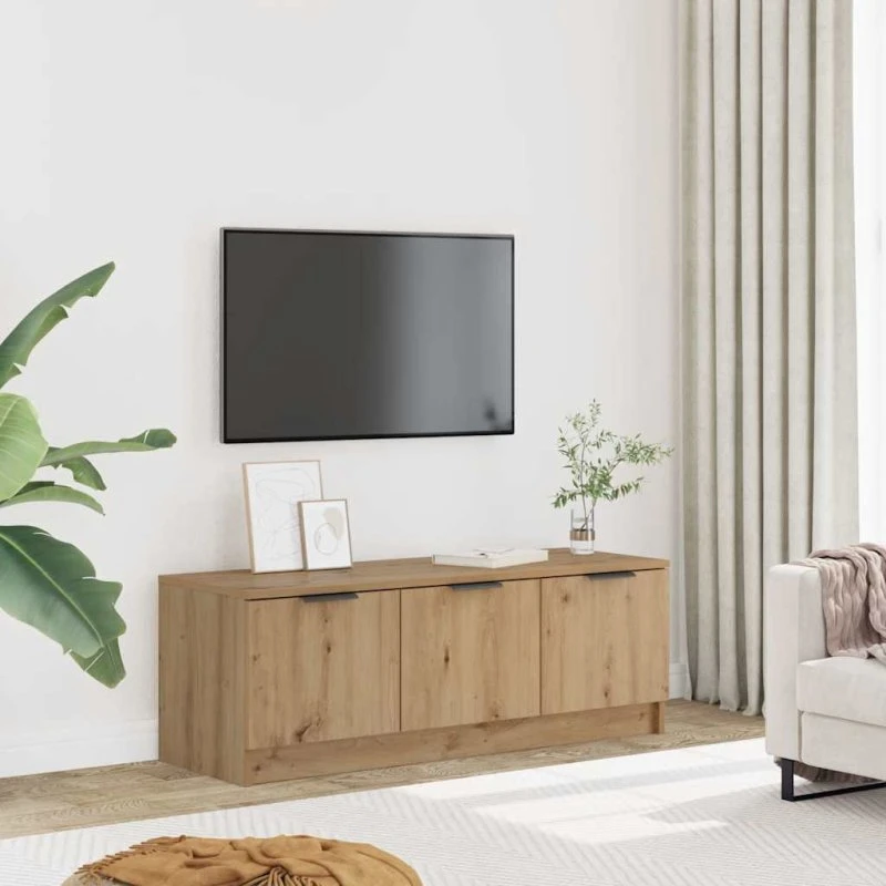 vidaXL tv-bord 102x35x36,5 cm hvidt konstrueret træ