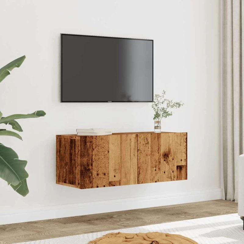 vidaXL Væghængt tv-bord 2 stk. 80x30x30 cm gammelt træ-look