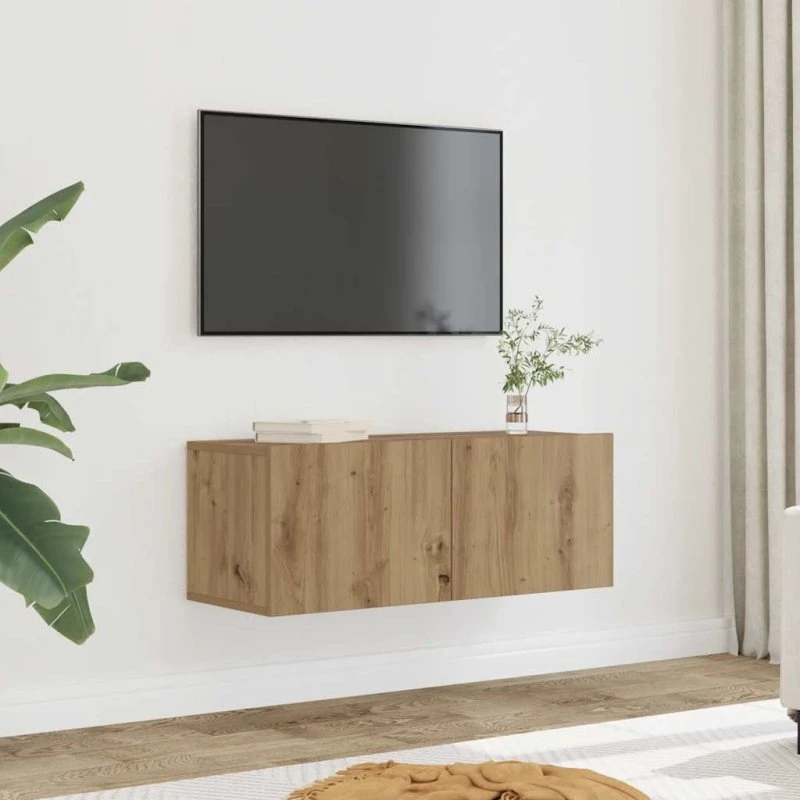 vidaXL Væghængt TV-bord 2 stk. 80x30x30 cm egetræsfarve