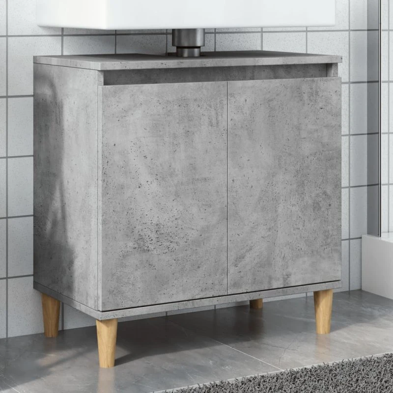 vidaXL Underskab til Håndvask 58x33x60 cm, Betongrå, Konstrueret Træ
