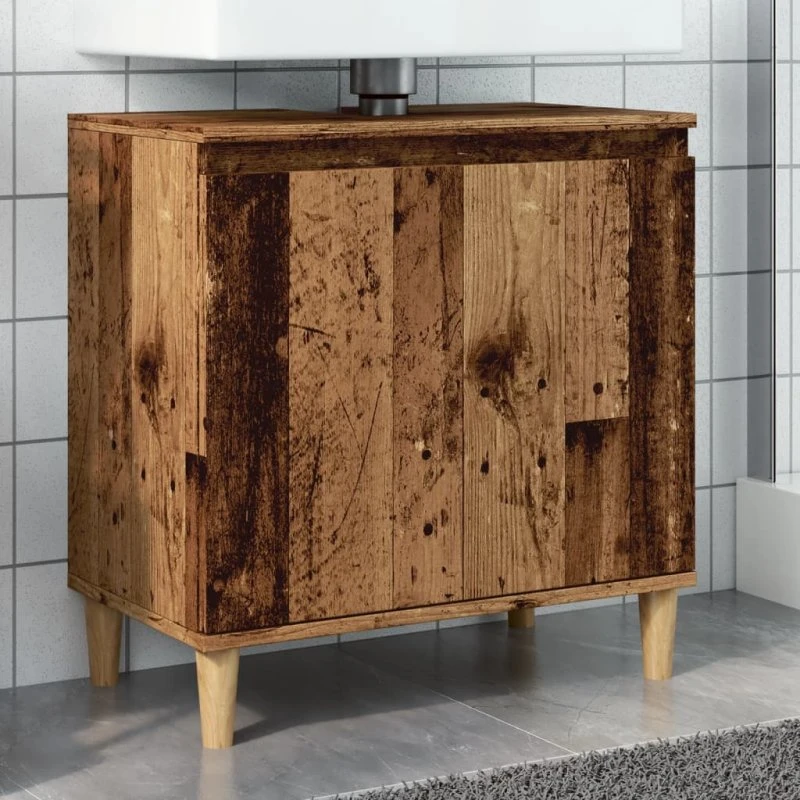 vidaXL Underskab til Håndvask 58x33x60 cm, Konstrueret Træ, Antikt Træ