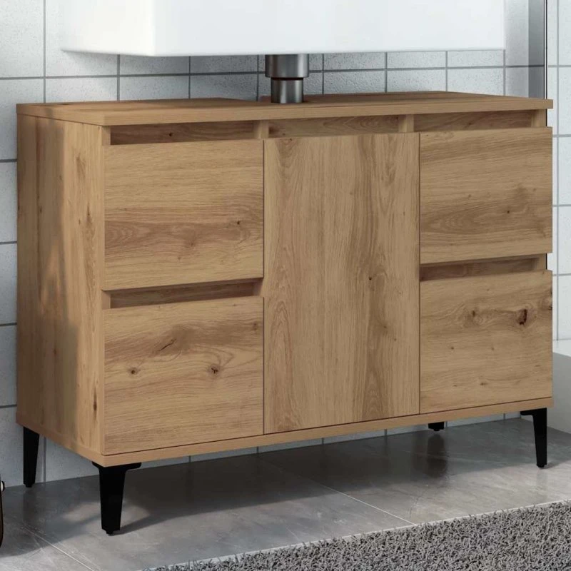 vidaXL Underskab til Håndvask 80x33x60 cm, Konstrueret Træ, Hvid Højglans