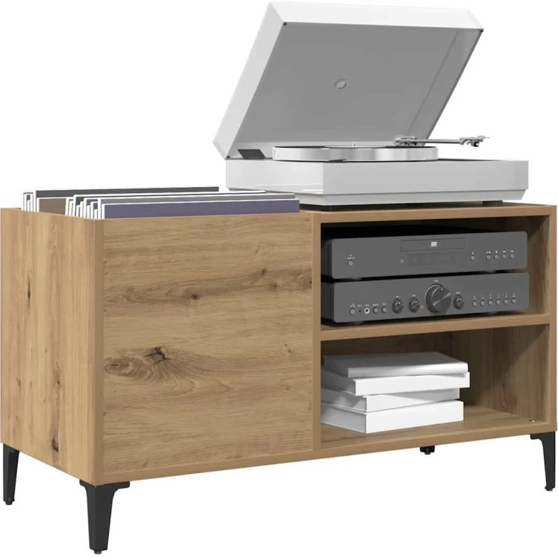 vidaXL Vinylskab 84,5x38x48 cm Konstrueret Træ Kunsteg, Sort