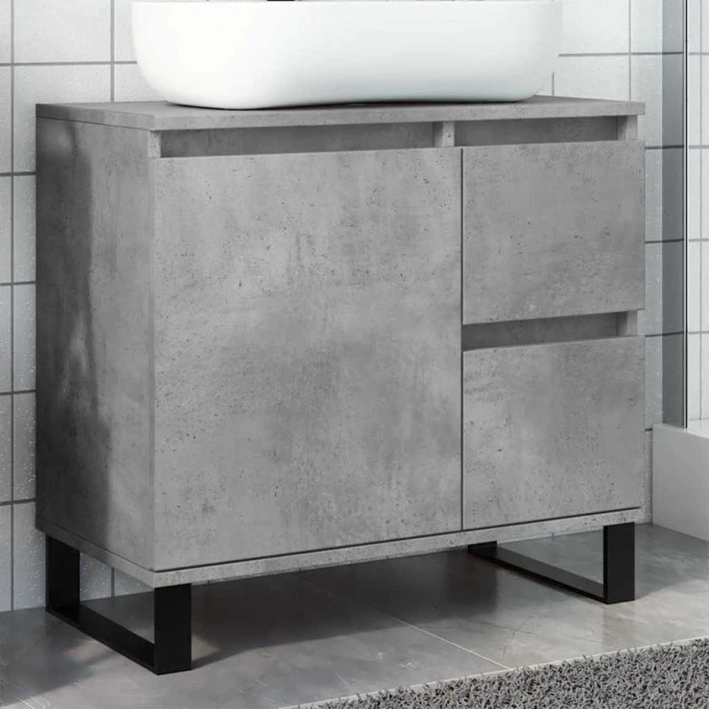 vidaXL Underskab til Badeværelse 65x33x60 cm, Betongrå, Konstrueret Træ