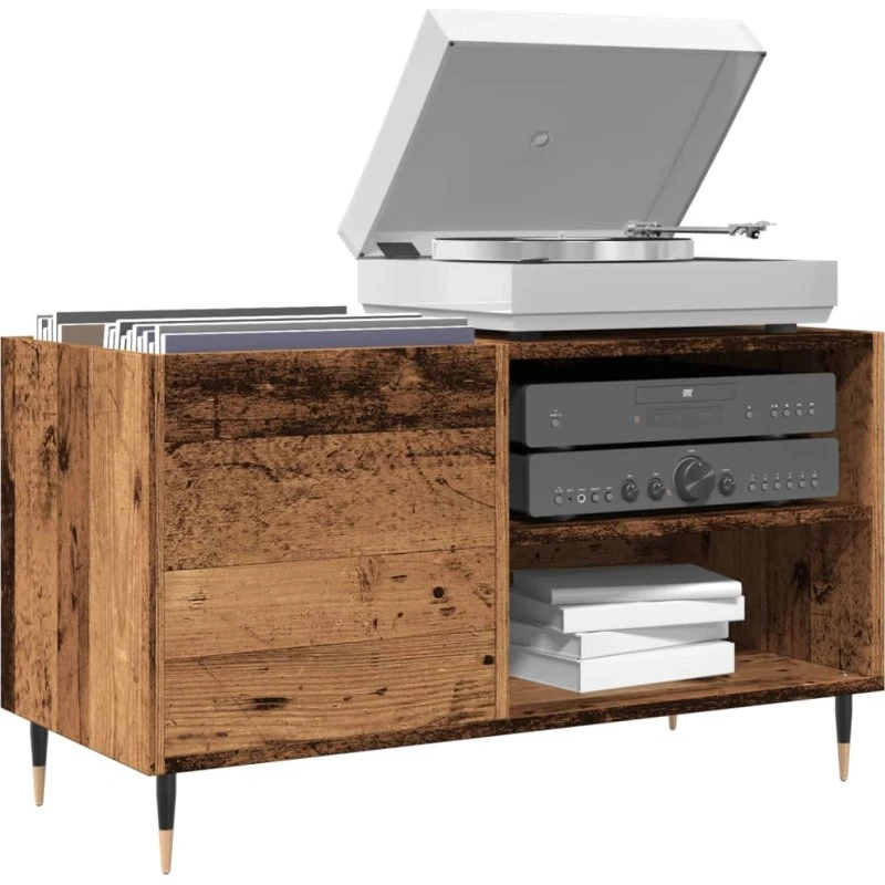 vidaXL Vinylskab 84,5x38x48 cm Konstrueret Træ Antikt Trælook