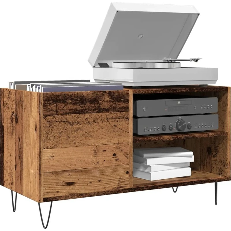 vidaXL Vinylskab 84,5x38x48 cm Konstrueret Træ Antikt Trælook