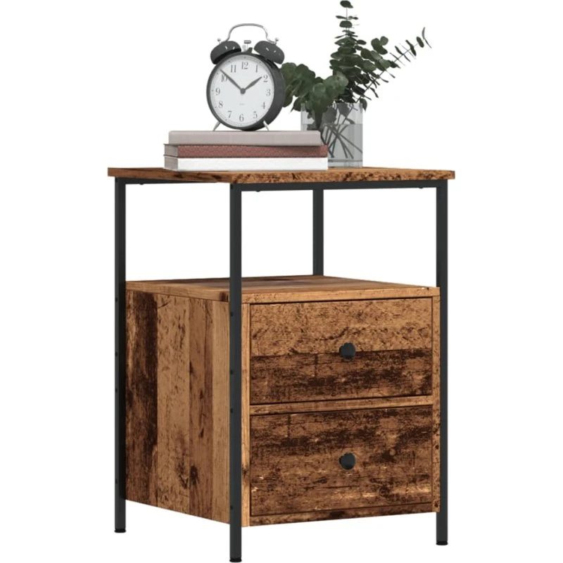 vidaXL Sengeborde 2 stk. 34x35,5x50 cm konstrueret træ antikt trælook