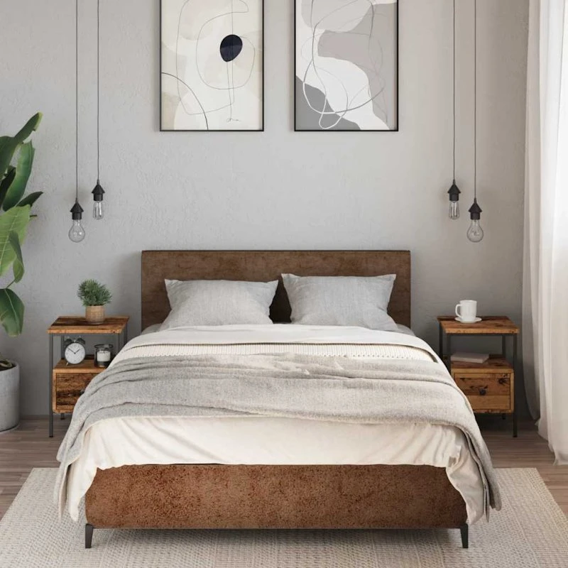 vidaXL Sengeborde 2 stk. 34x36x50 cm konstrueret træ gammelt trælook