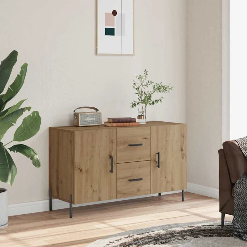 vidaXL Skænk 100x36x60 cm Konstrueret Træ Hvid