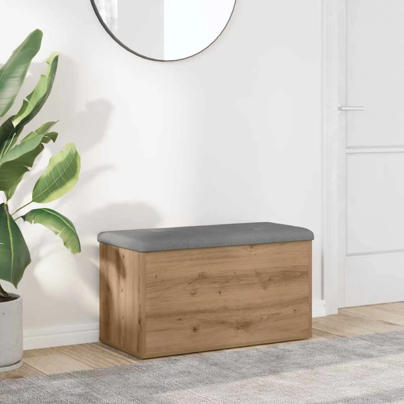 vidaXL Håndlavet opbevaringsbænk eg 82x42x45 cm