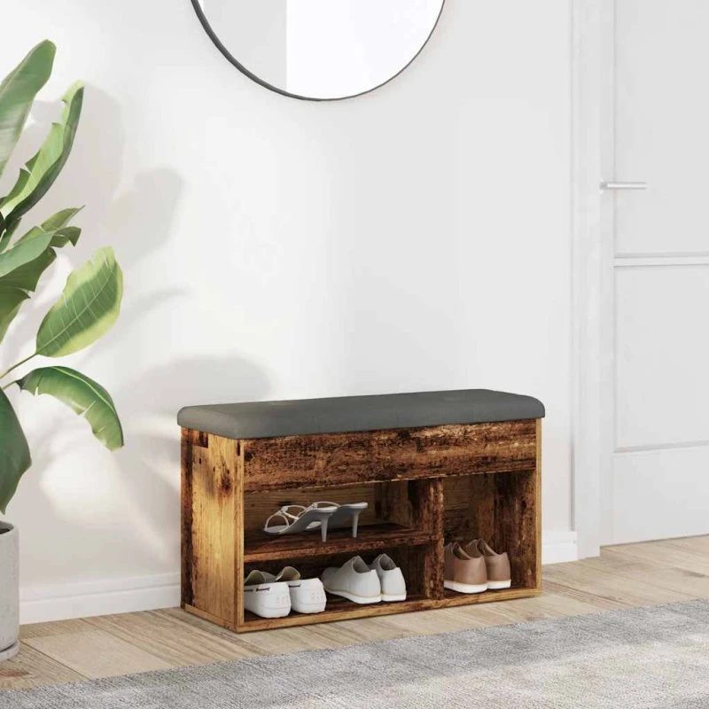 vidaXL Skobænk 82x32x45,5 cm Konstrueret Træ Antikt Træ