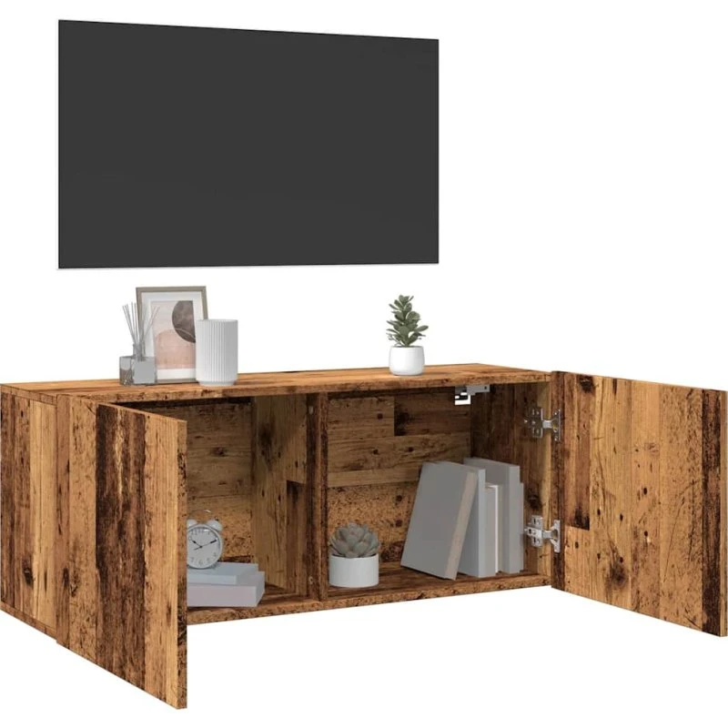 vidaXL Væghængt Tv-Bord 100x30x41 cm Gammelt Træ-look