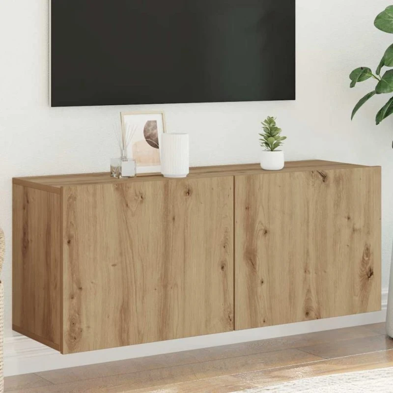 vidaXL Væghængt tv-bord 100x30x41 cm, artisan egetræsfarve