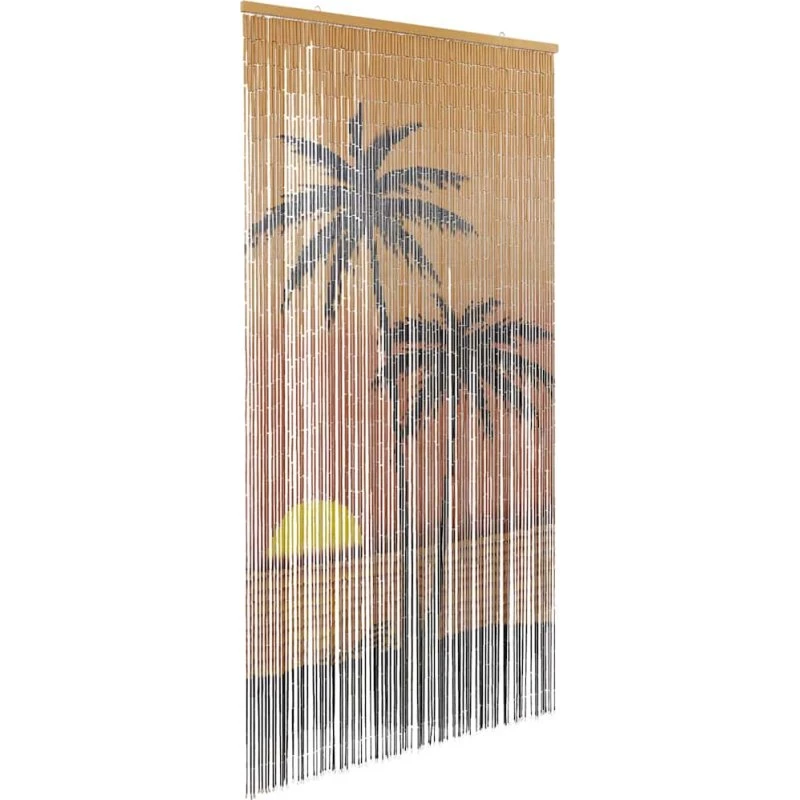 vidaXL Insektgardin til døren 90x220 cm palmetræ print bambus