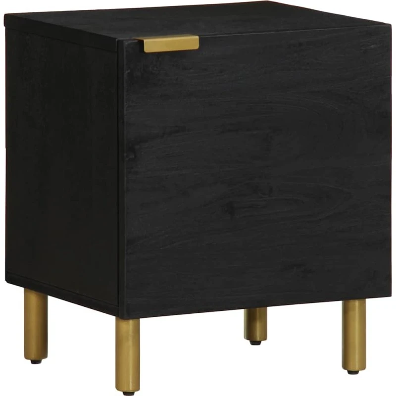 vidaXL Sengebord 40x33x46 cm massivt mangotræ sort